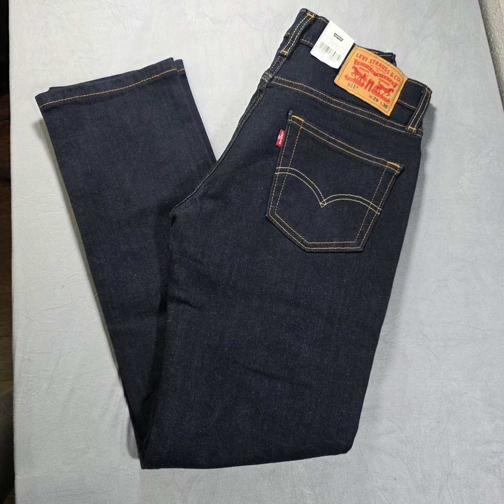 LEVI STRAUSS 511 SLIM STRETCH MEN'S DARK HOLLOW DENIM JEANS SIZE 29 X 30 RED TAB